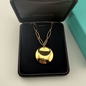 Tiffany & Co. 18k Elsa Peretti 30mm Disc Pendant Necklace 16" in Yellow Gold 22g